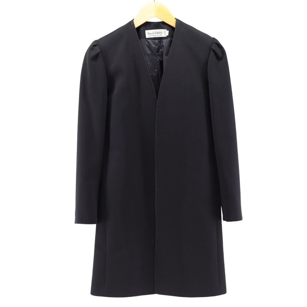 Vintage DVF Black Wool Longline Blazer Duster Coat Jacket Size 4 Quiet Luxury